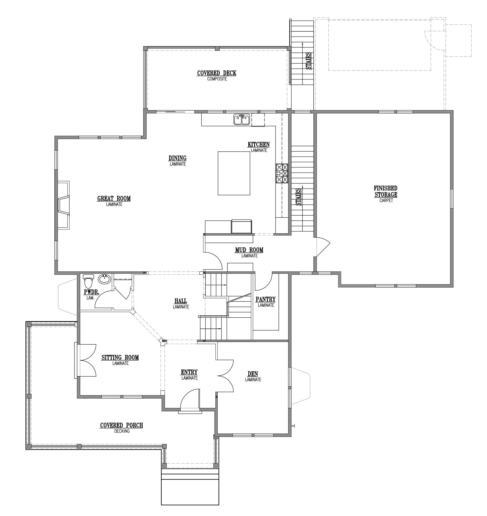 Main floor floor plan for Ridgefield lot 214